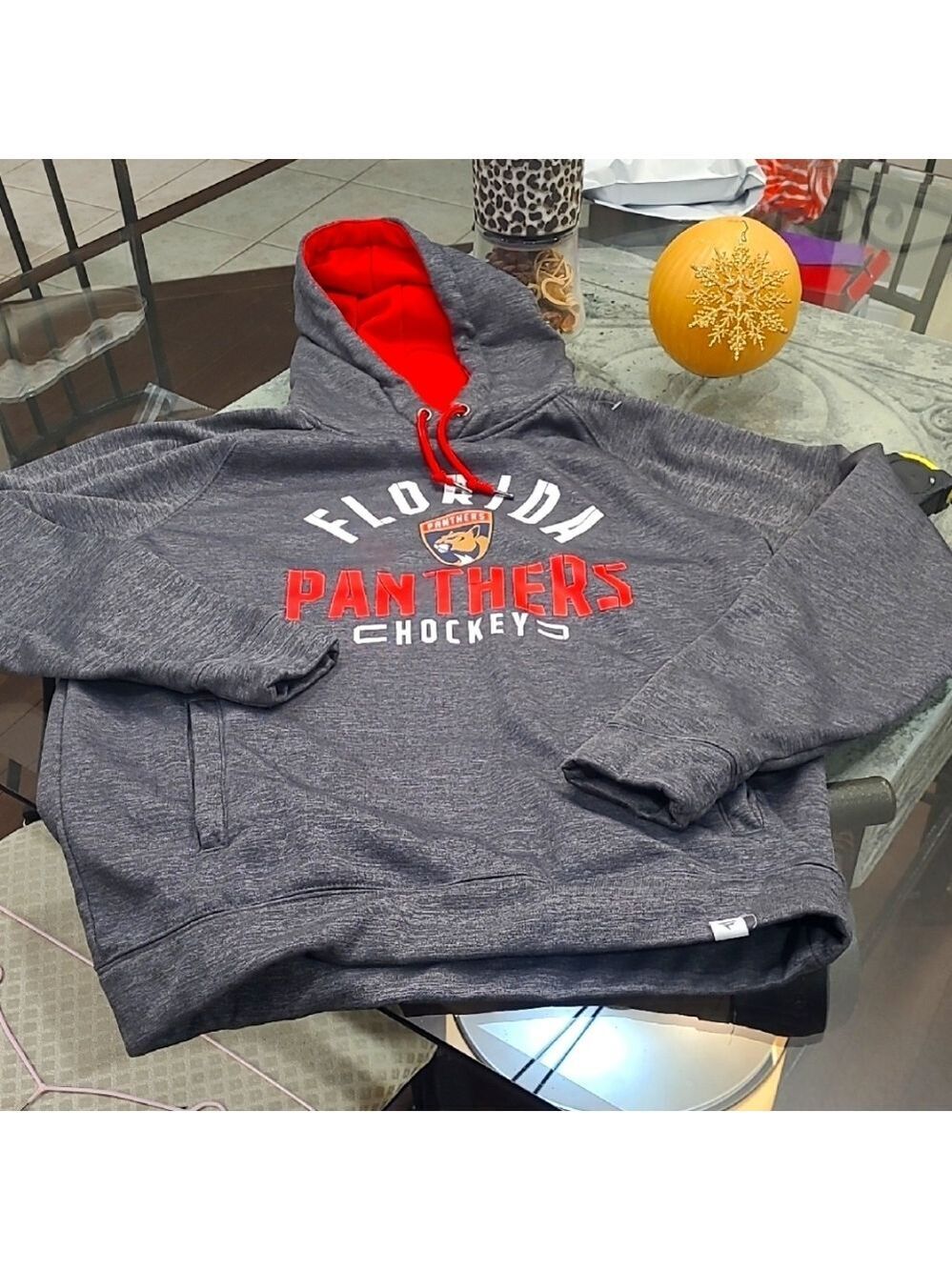 Men's Florida Panthers Ash Heritage Pullover Hoodie Large Like New